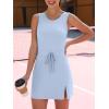 imageCaracilia Women Athletic Dress Tennis Active Workout Sleeveless Fitted Slit Summer Mini Golf Romper Dresses Built in ShortsLight Blue