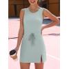 imageCaracilia Women Athletic Dress Tennis Active Workout Sleeveless Fitted Slit Summer Mini Golf Romper Dresses Built in ShortsLight Green