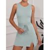 imageCaracilia Women Athletic Dress Tennis Active Workout Sleeveless Fitted Slit Summer Mini Golf Romper Dresses Built in ShortsLight Green