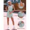imageCaracilia Women Athletic Dress Tennis Active Workout Sleeveless Fitted Slit Summer Mini Golf Romper Dresses Built in ShortsLight Green
