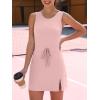 imageCaracilia Women Athletic Dress Tennis Active Workout Sleeveless Fitted Slit Summer Mini Golf Romper Dresses Built in ShortsLight Pink