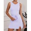 imageCaracilia Women Athletic Dress Tennis Active Workout Sleeveless Fitted Slit Summer Mini Golf Romper Dresses Built in ShortsLight Purple