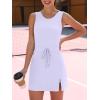 imageCaracilia Women Athletic Dress Tennis Active Workout Sleeveless Fitted Slit Summer Mini Golf Romper Dresses Built in ShortsLight Purple