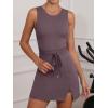 imageCaracilia Women Athletic Dress Tennis Active Workout Sleeveless Fitted Slit Summer Mini Golf Romper Dresses Built in ShortsNutmeg
