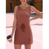 imageCaracilia Women Athletic Dress Tennis Active Workout Sleeveless Fitted Slit Summer Mini Golf Romper Dresses Built in ShortsRust