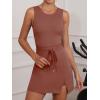 imageCaracilia Women Athletic Dress Tennis Active Workout Sleeveless Fitted Slit Summer Mini Golf Romper Dresses Built in ShortsRust