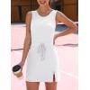 imageCaracilia Women Athletic Dress Tennis Active Workout Sleeveless Fitted Slit Summer Mini Golf Romper Dresses Built in ShortsWhite