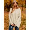 imageCaracilia Women Boat Neck Batwing Long Sleeve 2024 Fall Oversized Ribbed Knit Pullover Sweaters Baggy Jumper Tunic TopsApricot