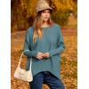imageCaracilia Women Boat Neck Batwing Long Sleeve 2024 Fall Oversized Ribbed Knit Pullover Sweaters Baggy Jumper Tunic TopsBlue