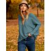 imageCaracilia Women Boat Neck Batwing Long Sleeve 2024 Fall Oversized Ribbed Knit Pullover Sweaters Baggy Jumper Tunic TopsBlue