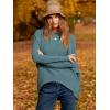 imageCaracilia Women Boat Neck Batwing Long Sleeve 2024 Fall Oversized Ribbed Knit Pullover Sweaters Baggy Jumper Tunic TopsBlue
