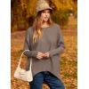 imageCaracilia Women Boat Neck Batwing Long Sleeve 2024 Fall Oversized Ribbed Knit Pullover Sweaters Baggy Jumper Tunic TopsBrown
