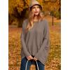 imageCaracilia Women Boat Neck Batwing Long Sleeve 2024 Fall Oversized Ribbed Knit Pullover Sweaters Baggy Jumper Tunic TopsBrown