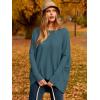 imageCaracilia Women Boat Neck Batwing Long Sleeve 2024 Fall Oversized Ribbed Knit Pullover Sweaters Baggy Jumper Tunic TopsCyan