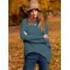imageCaracilia Women Boat Neck Batwing Long Sleeve 2024 Fall Oversized Ribbed Knit Pullover Sweaters Baggy Jumper Tunic TopsCyan