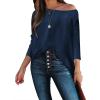 imageCaracilia Women Boat Neck Batwing Long Sleeve 2024 Fall Oversized Ribbed Knit Pullover Sweaters Baggy Jumper Tunic TopsDark Blue