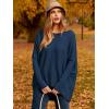 imageCaracilia Women Boat Neck Batwing Long Sleeve 2024 Fall Oversized Ribbed Knit Pullover Sweaters Baggy Jumper Tunic TopsDark Blue