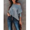 imageCaracilia Women Boat Neck Batwing Long Sleeve 2024 Fall Oversized Ribbed Knit Pullover Sweaters Baggy Jumper Tunic TopsGray