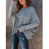 imageCaracilia Women Boat Neck Batwing Long Sleeve 2024 Fall Oversized Ribbed Knit Pullover Sweaters Baggy Jumper Tunic TopsGray