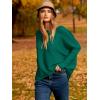 imageCaracilia Women Boat Neck Batwing Long Sleeve 2024 Fall Oversized Ribbed Knit Pullover Sweaters Baggy Jumper Tunic TopsGreen