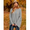 imageCaracilia Women Boat Neck Batwing Long Sleeve 2024 Fall Oversized Ribbed Knit Pullover Sweaters Baggy Jumper Tunic TopsLight Grey