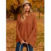 imageCaracilia Women Boat Neck Batwing Long Sleeve 2024 Fall Oversized Ribbed Knit Pullover Sweaters Baggy Jumper Tunic TopsOrange