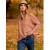 imageCaracilia Women Boat Neck Batwing Long Sleeve 2024 Fall Oversized Ribbed Knit Pullover Sweaters Baggy Jumper Tunic TopsOrange Red