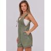 imageCaracilia Women Oversized Denim Romper Summer Casual V Neck Tie Front Sleeveless Jean Jumpsuits Short Overalls with PocketsWashed Green