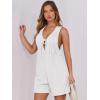 imageCaracilia Women Oversized Denim Romper Summer Casual V Neck Tie Front Sleeveless Jean Jumpsuits Short Overalls with PocketsWhite