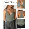 imageCaracilia Women Racerback Tank Tops 2025 Summer Sleeveless V Neck Camisole Slim Fit Basic Camis Workout ClothesArmy Green