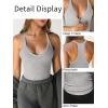 imageCaracilia Women Racerback Tank Tops 2025 Summer Sleeveless V Neck Camisole Slim Fit Basic Camis Workout ClothesDark Grey