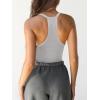 imageCaracilia Women Racerback Tank Tops 2025 Summer Sleeveless V Neck Camisole Slim Fit Basic Camis Workout ClothesDark Grey