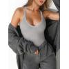 imageCaracilia Women Racerback Tank Tops 2025 Summer Sleeveless V Neck Camisole Slim Fit Basic Camis Workout ClothesDark Grey
