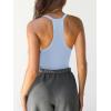 imageCaracilia Women Racerback Tank Tops 2025 Summer Sleeveless V Neck Camisole Slim Fit Basic Camis Workout ClothesLight Blue