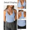 imageCaracilia Women Racerback Tank Tops 2025 Summer Sleeveless V Neck Camisole Slim Fit Basic Camis Workout ClothesLight Blue