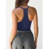 imageCaracilia Women Racerback Tank Tops 2025 Summer Sleeveless V Neck Camisole Slim Fit Basic Camis Workout ClothesNavy Blue