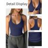 imageCaracilia Women Racerback Tank Tops 2025 Summer Sleeveless V Neck Camisole Slim Fit Basic Camis Workout ClothesNavy Blue