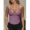 imageCaracilia Women Racerback Tank Tops 2025 Summer Sleeveless V Neck Camisole Slim Fit Basic Camis Workout ClothesPurple