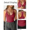 imageCaracilia Women Racerback Tank Tops 2025 Summer Sleeveless V Neck Camisole Slim Fit Basic Camis Workout ClothesRed