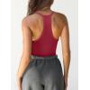 imageCaracilia Women Racerback Tank Tops 2025 Summer Sleeveless V Neck Camisole Slim Fit Basic Camis Workout ClothesRed