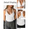 imageCaracilia Women Racerback Tank Tops 2025 Summer Sleeveless V Neck Camisole Slim Fit Basic Camis Workout ClothesWhite