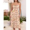 imageCaracilia Women Summer Floral Corset Midi Sundress Casual Spaghetti Strap Beach Vacation Wedding Guest Milkmaid Dress PocketsBeige Red Floral