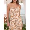 imageCaracilia Women Summer Floral Corset Midi Sundress Casual Spaghetti Strap Beach Vacation Wedding Guest Milkmaid Dress PocketsBeige Red Floral