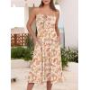 imageCaracilia Women Summer Floral Corset Midi Sundress Casual Spaghetti Strap Beach Vacation Wedding Guest Milkmaid Dress PocketsBeige Red Floral
