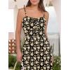 imageCaracilia Women Summer Floral Corset Midi Sundress Casual Spaghetti Strap Beach Vacation Wedding Guest Milkmaid Dress PocketsBlack Yellow Floral