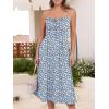 imageCaracilia Women Summer Floral Corset Midi Sundress Casual Spaghetti Strap Beach Vacation Wedding Guest Milkmaid Dress PocketsBlue White Floral