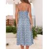 imageCaracilia Women Summer Floral Corset Midi Sundress Casual Spaghetti Strap Beach Vacation Wedding Guest Milkmaid Dress PocketsBlue White Floral
