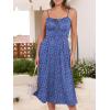 imageCaracilia Women Summer Floral Corset Midi Sundress Casual Spaghetti Strap Beach Vacation Wedding Guest Milkmaid Dress PocketsDark Blue Red Floral