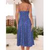 imageCaracilia Women Summer Floral Corset Midi Sundress Casual Spaghetti Strap Beach Vacation Wedding Guest Milkmaid Dress PocketsDark Blue Red Floral