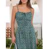 imageCaracilia Women Summer Floral Corset Midi Sundress Casual Spaghetti Strap Beach Vacation Wedding Guest Milkmaid Dress PocketsDark Green Blue Floral